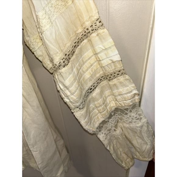 Handmade Rare Bird Shirt Sz XL Button Down Distressed Lace Boho  NOS! - Picture 10 of 10